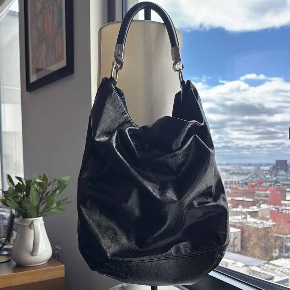 YSL Patent Black Leather Tote Bag